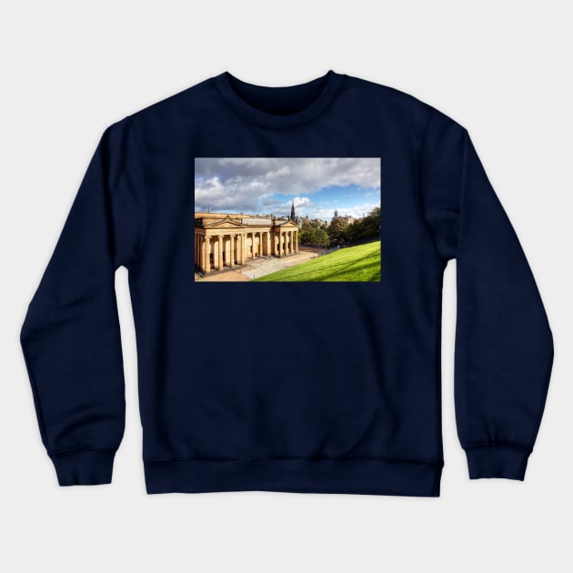 The Scottish National Gallery And Scott Monument Crewneck Sweatshirt by tommysphotos